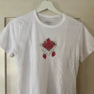 Abercrombie & Fitch A&F Short Sleeve Strawberry Graphic Skimming Tee